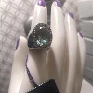 Real Swarovski Oval Shape Crystal Silver Tone Ring